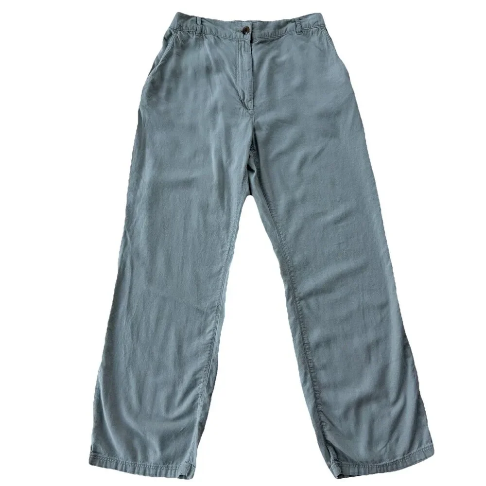 H&M Mens Medium Green Linen Blend Chino Pants Lightweight Casual Coastal Preppy